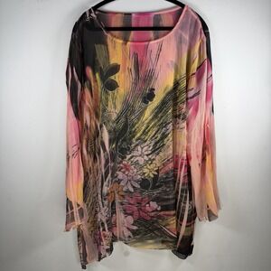 Floral Print Pink Floral‎ Print No Tag OS Blouse Daniel Benjamin Sheer